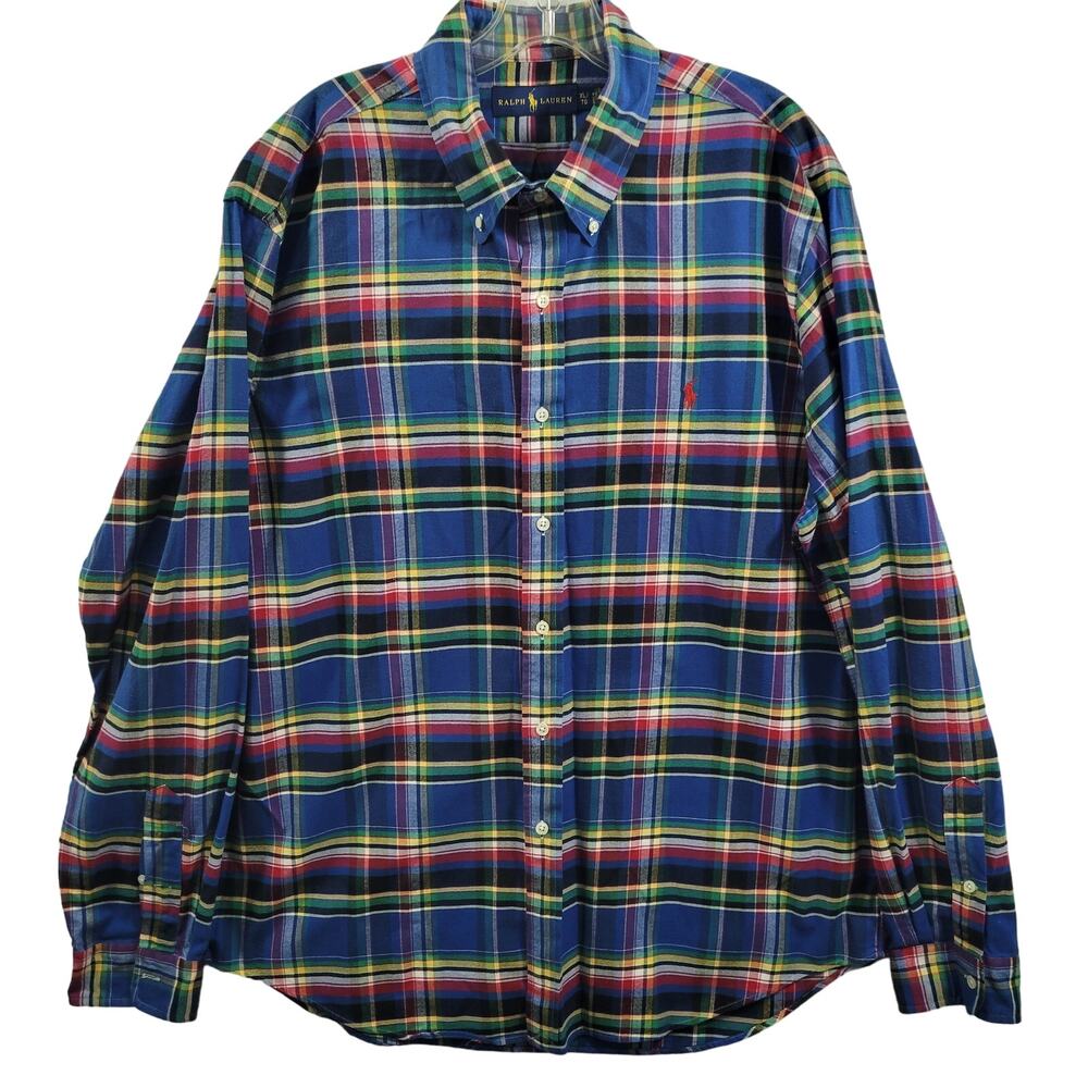 Ralph Lauren Men's Blue Plaid Button Front Shirt Size XL 82424-0873 - Picture 2 of 8